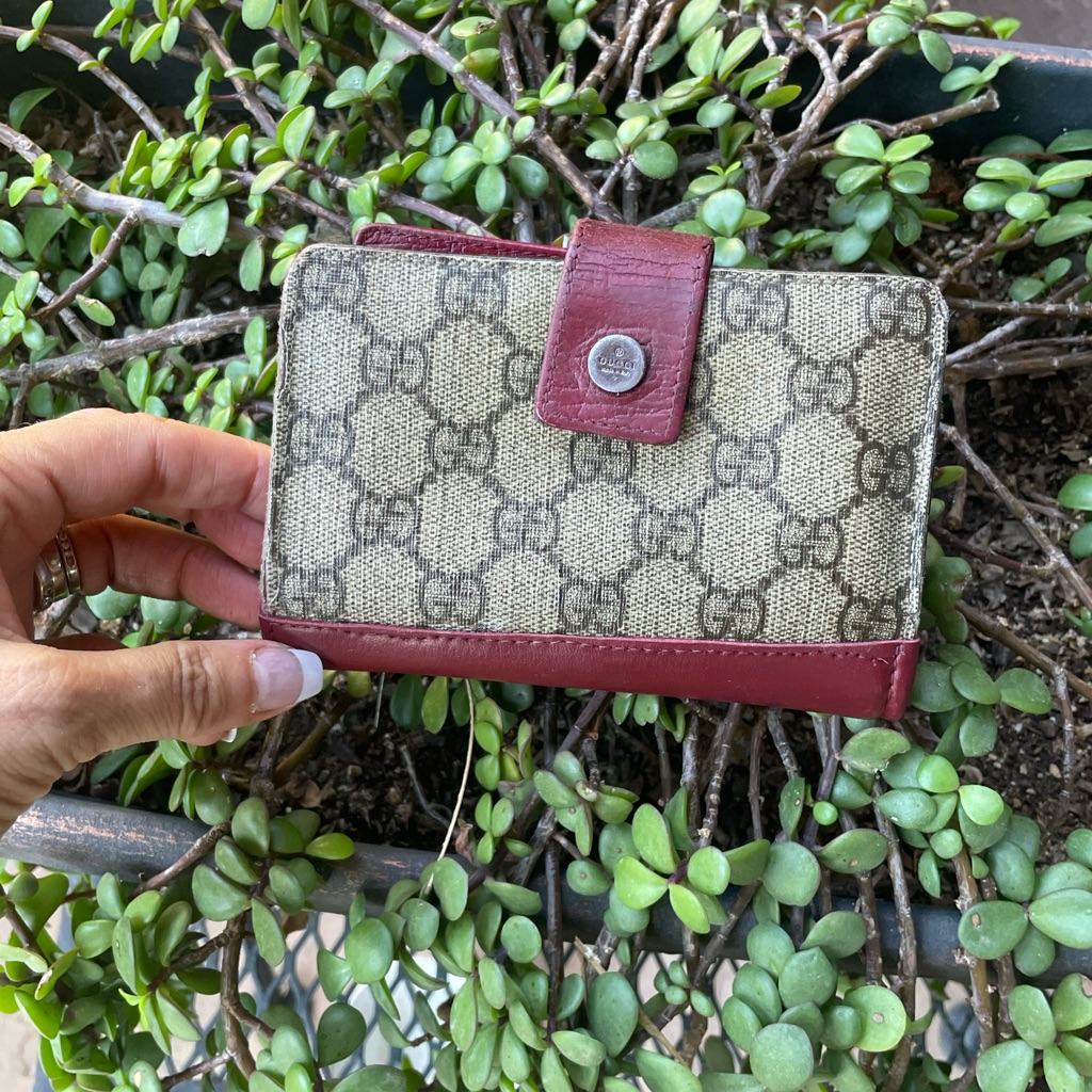 Designer Monogram Wallet With Red Accents